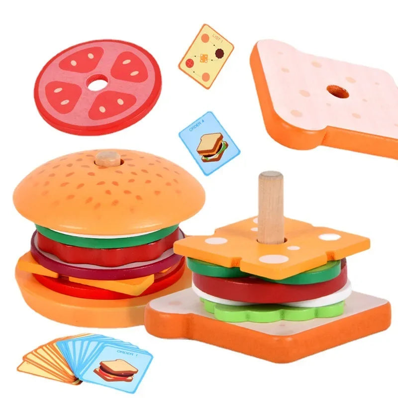 Wooden Simulation Hamburger Children Toys