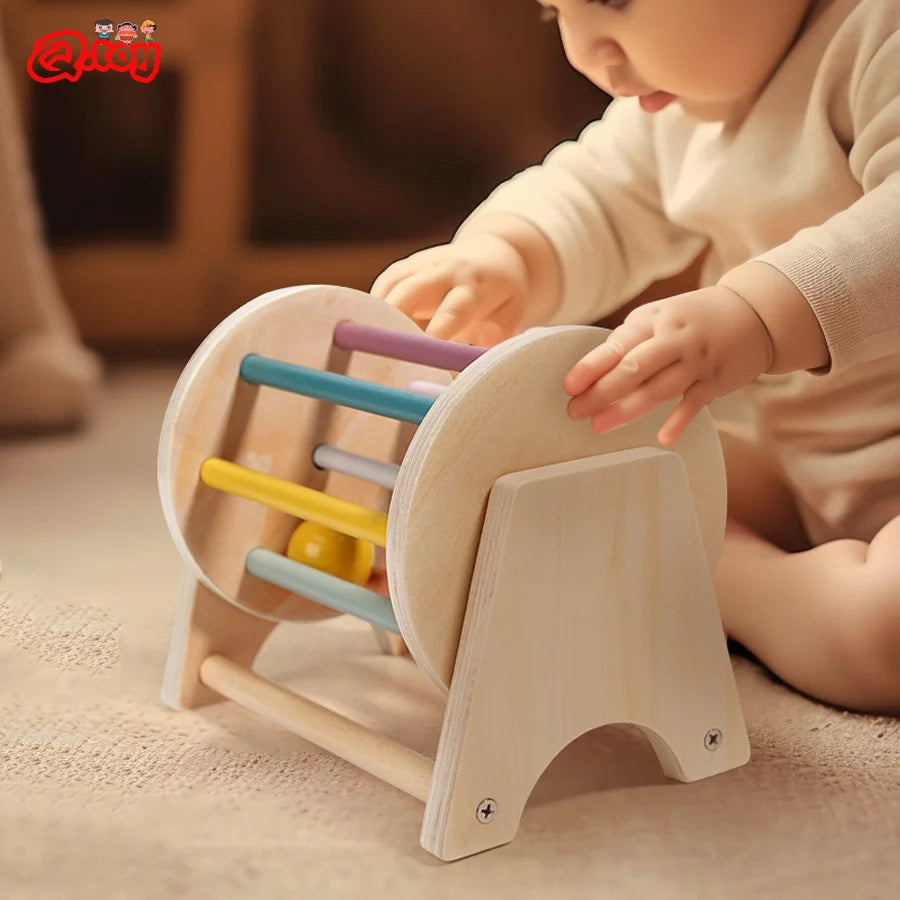 Early Learning Wooden Rolling Ball Drum for Listening Exercise